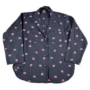 Vintage Judy Knapp California Lips Kisses Button Down Shirt Sz Medium